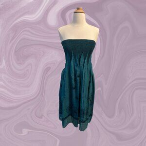 Lapis Anthropologie Blue Embroidered Strapless Dress – Size M!